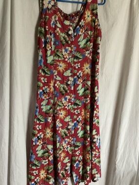 Sleeveless Red Floral Maxi Dress